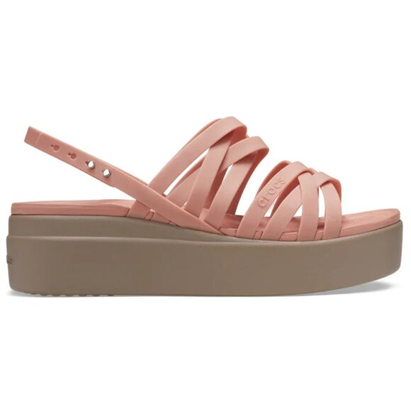 Crocs Women's Pink Taupe Brooklyn Low Wedge Platform Strappy Sandal Size 10 - Picture 1 of 7